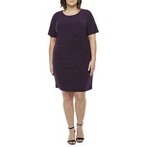 Leslie Fay Black Velvet Dress | Short Sleeve Evening Gown | Plus Petite 22WP